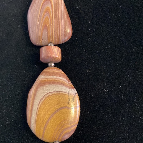 Sterling silver 925 marbled stone statement necklace - Picture 3 of 6